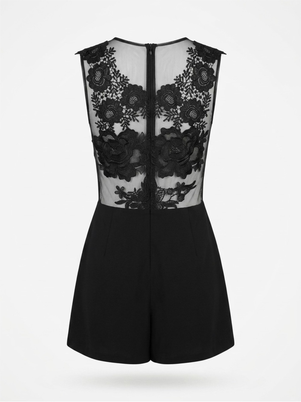 iris Black Lace-Back Floral Romper
